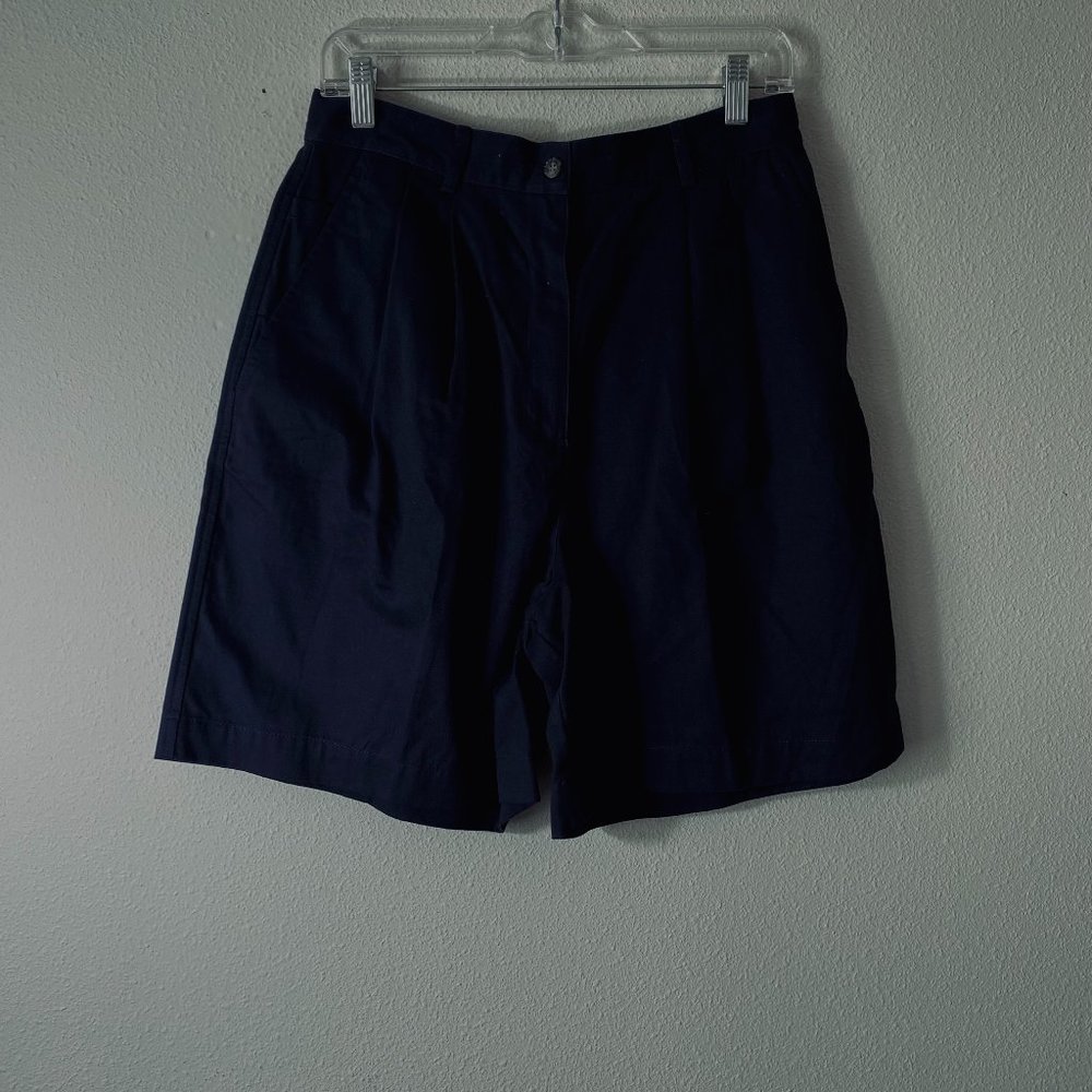 MARSH LANDING WOMENS 100% COTTON WALKING/CASUAL SHORTS SZ 12 BLUE PLEATED